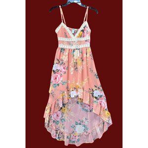 Rue 21 - Women's Summer Sleeveless High Low Hem Ruffle Floral Dress - Pink - S